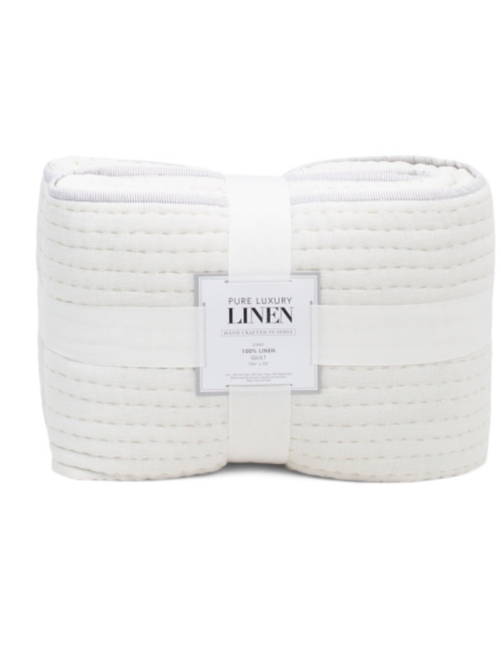 PURE LUXURY LINEN Linen Blend Reversible Quilt With Stripe Details